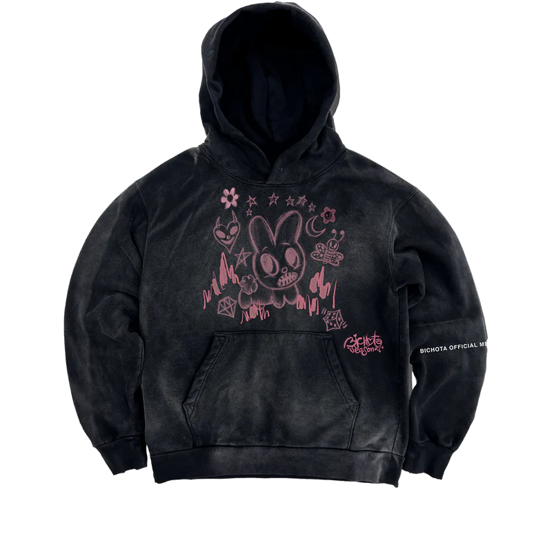 Bichota Season Bunny Washed Black Hoodie